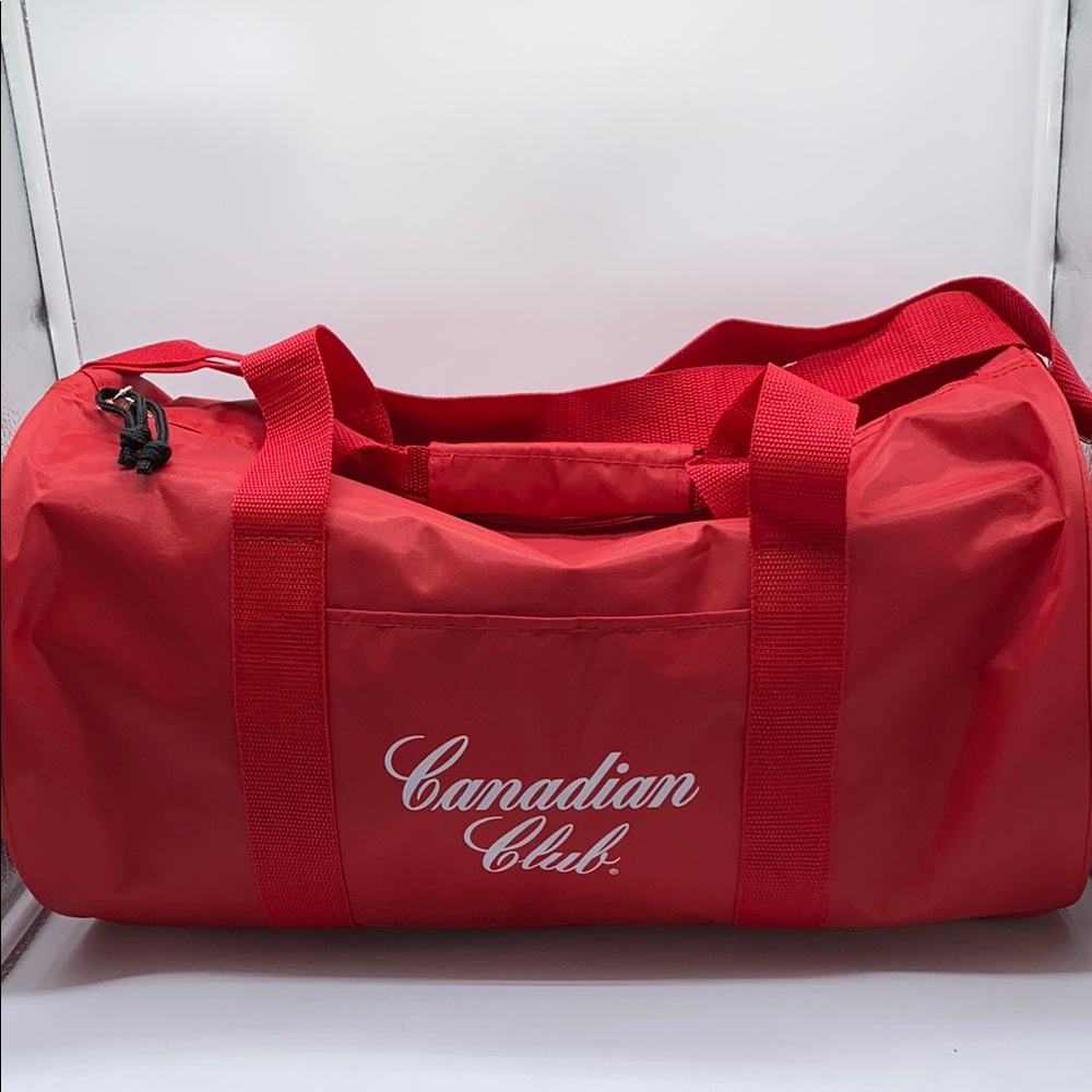 Vintage Canadian Club Red Duffle Travel Gym Golf School Bag with Shoulder Strap